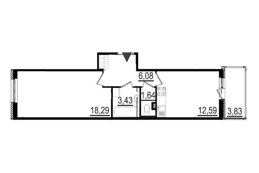 Однокомнатная квартира в : площадь 42.03 м2 , этаж: 1 – купить в Санкт-Петербурге